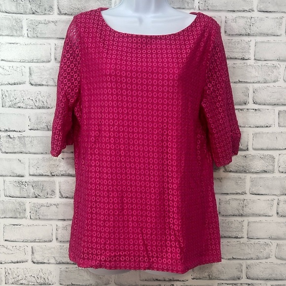 Karl Lagerfeld Dark Pink Lace Blouse Medium (?) - Picture 1 of 8
